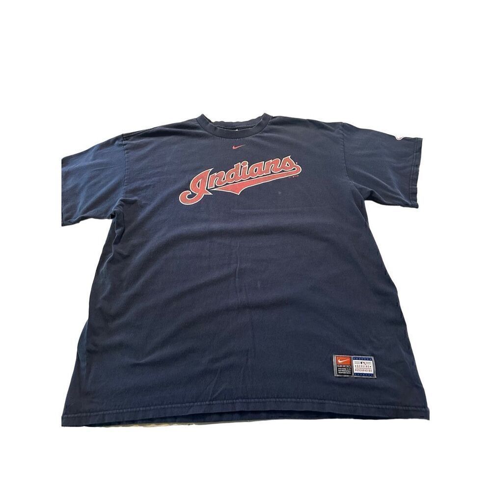 Vintage Nike Center Check Cleveland Indians MLB  Chief Wahoo Mens Shirt XL